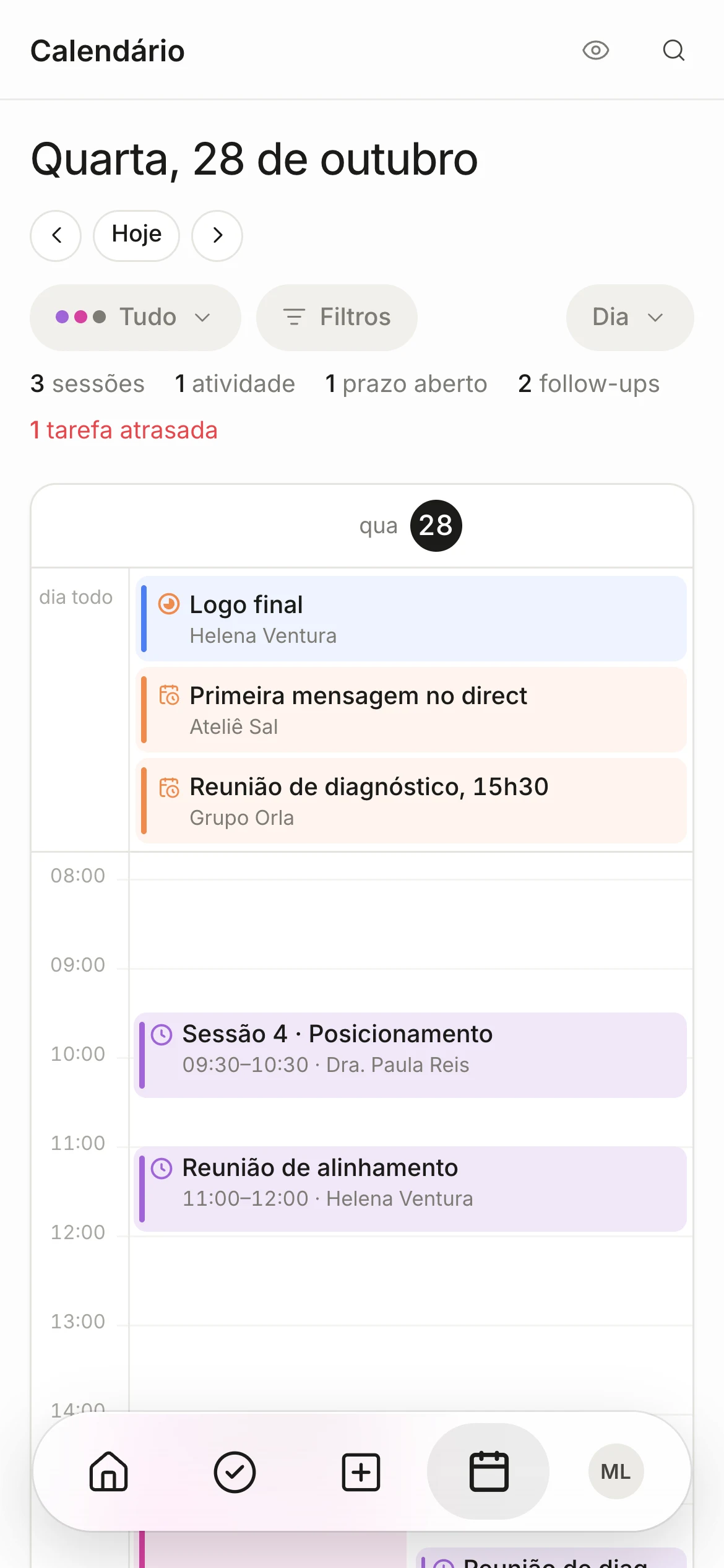 O dia no calendário do celular